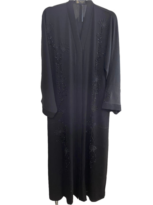 Black Abaya with Wave Sequin Design
