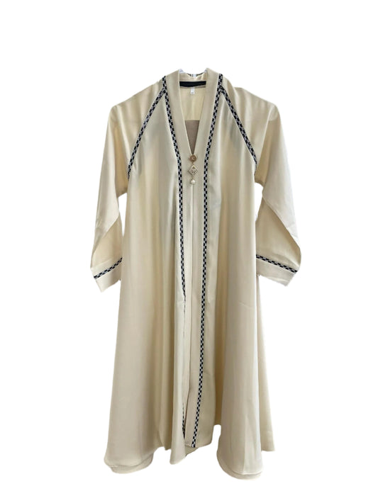 Girls Elegant Ivory Beaded Abaya