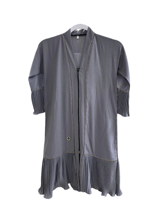 Girls Flowy Gray Zip Abaya