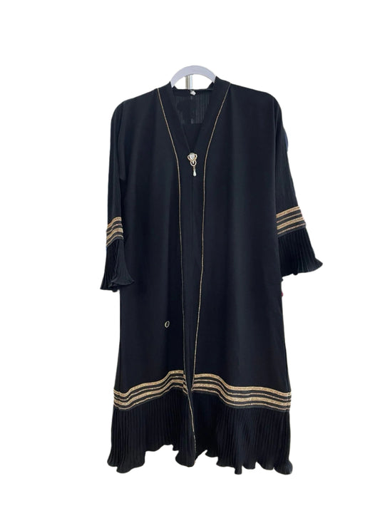 Girls Black Flowy Zip Abaya