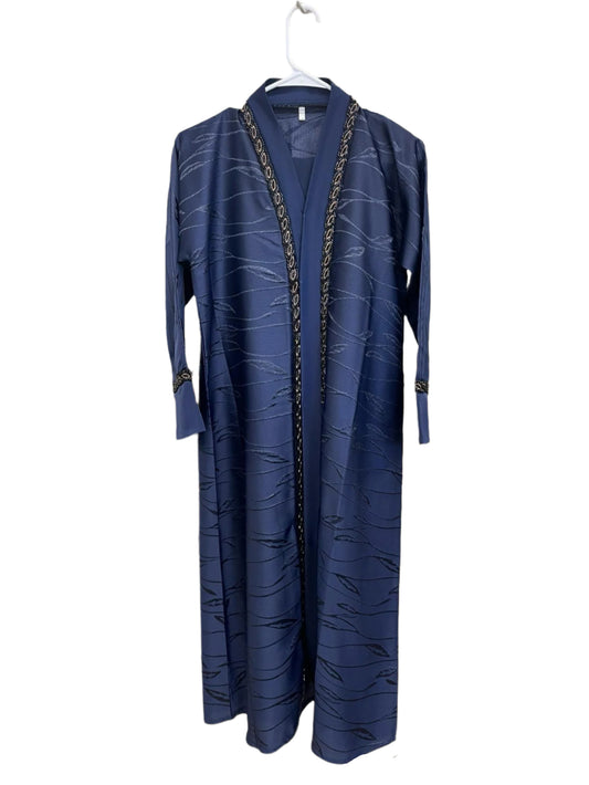 Girls Navy Blue Sequined Abaya