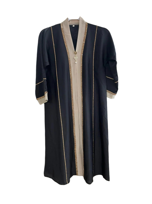 Elegant Girls Black/Beige Sequin Abaya