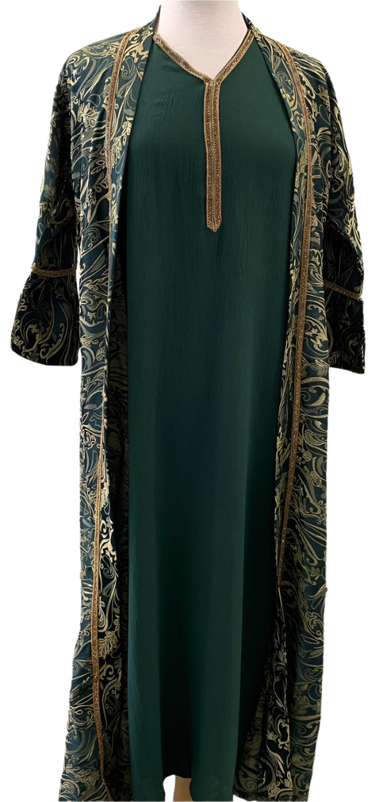 Girls Two-Piece Abaya Green