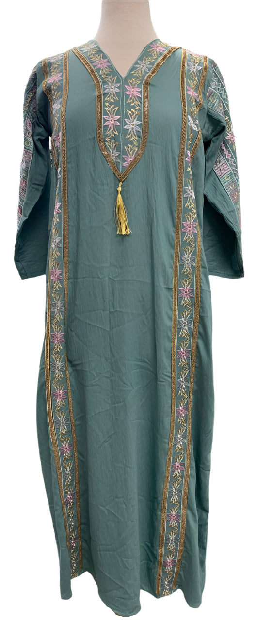 Girls Flower Embroider Abaya