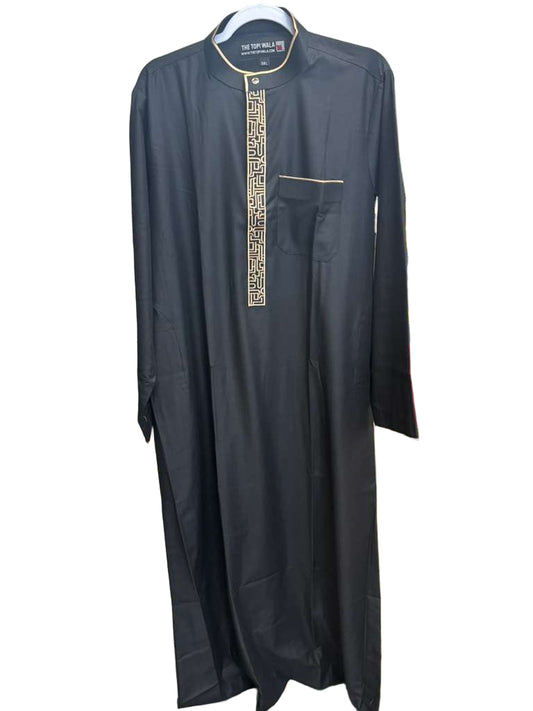 Black Thobe with Gold Design
