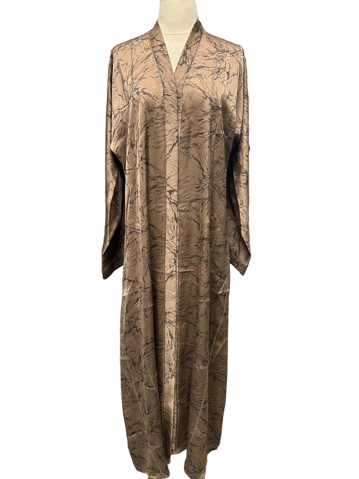 Silky stonework Abaya -02