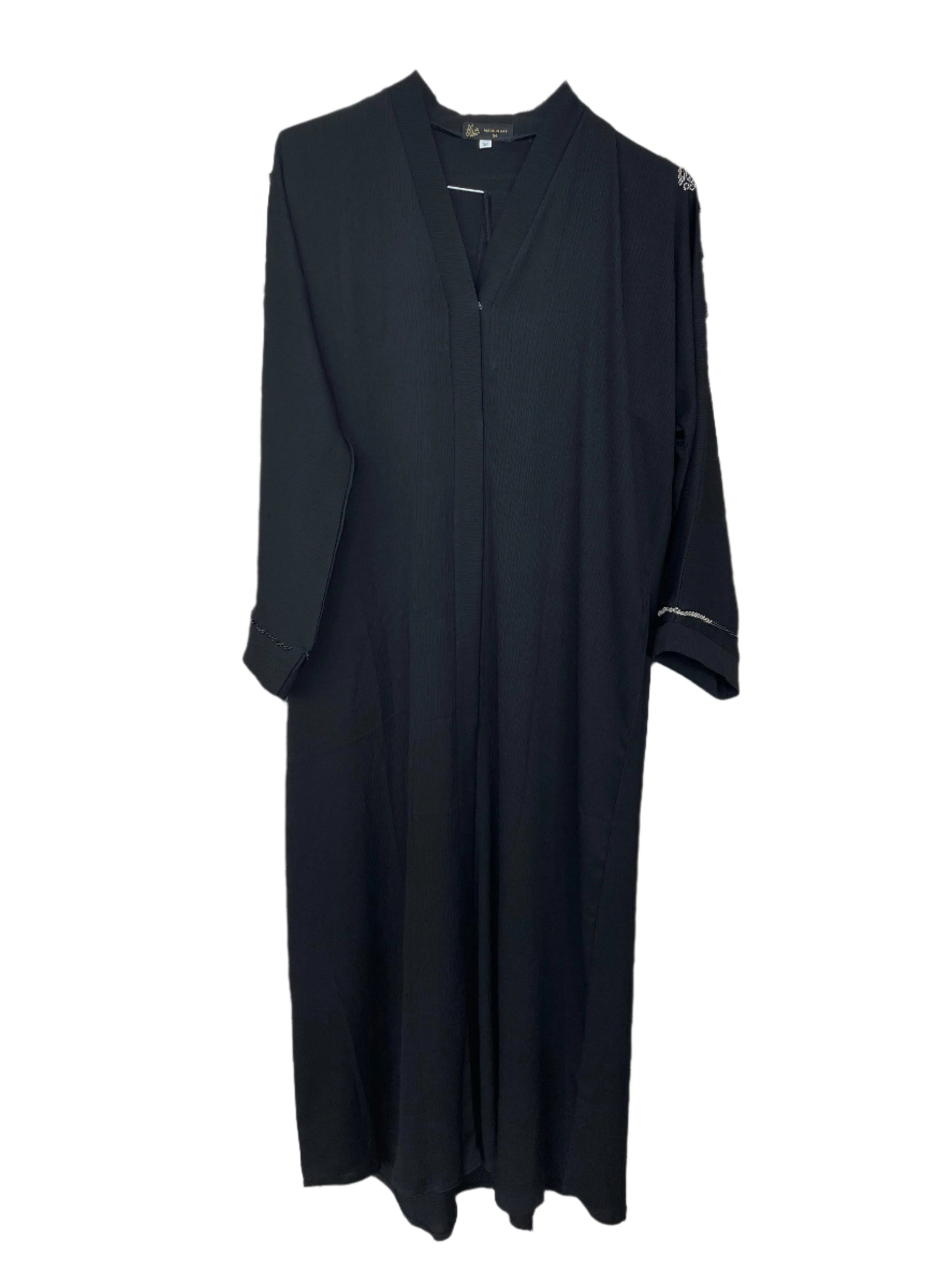 Black Abaya with Back Floral Beadwork