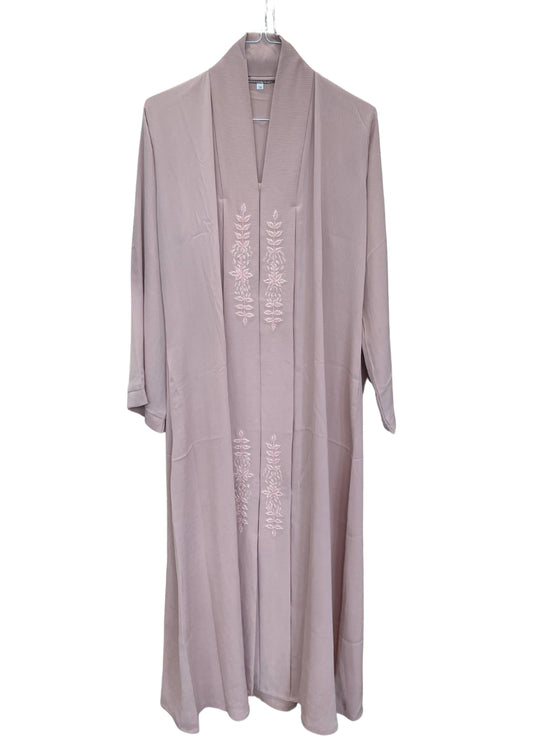 Front Floral Sequined Button-Up Abaya
